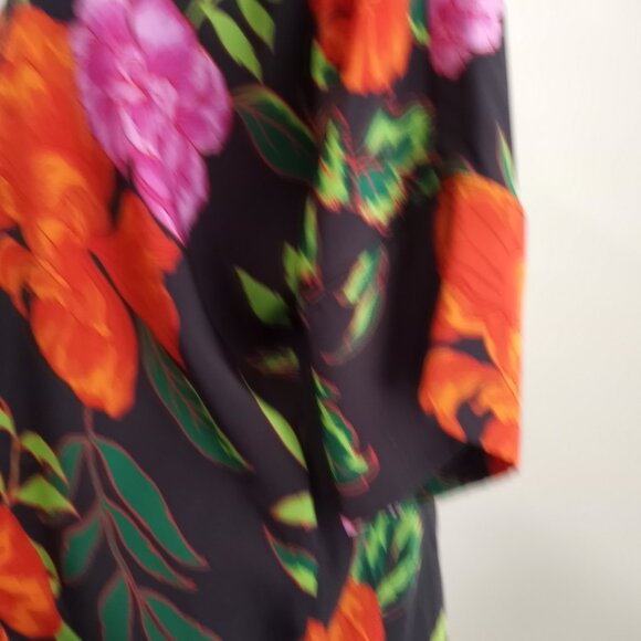 EXPRESS MULTI-COLOURED FLORAL BLOUSE SHORT SLEEVE WOMEN S - Picture 5 of 9